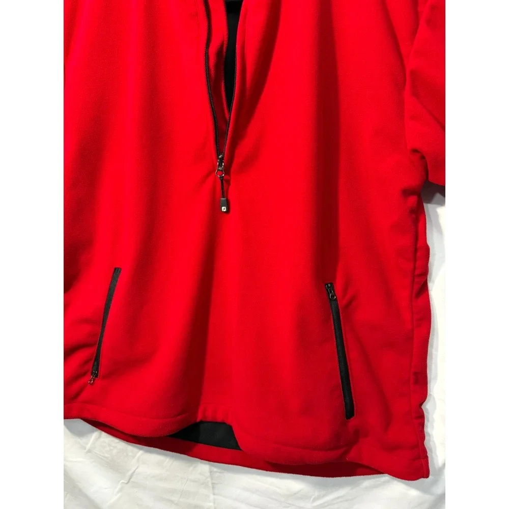 FootJoy DryJoys Red & Black Fleece Quarter-Zip Pullover – Men's Medium